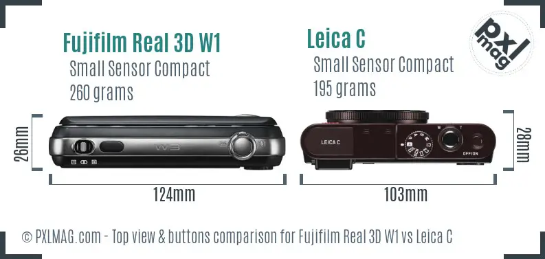 Fujifilm Real 3D W1 vs Leica C top view buttons comparison