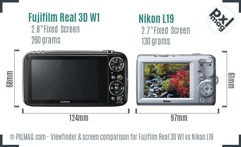 Fujifilm Real 3D W1 vs Nikon L19 Screen and Viewfinder comparison