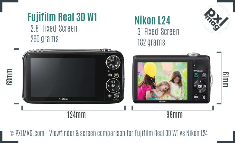 Fujifilm Real 3D W1 vs Nikon L24 Screen and Viewfinder comparison