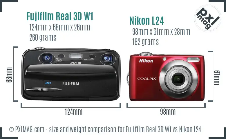 Fujifilm Real 3D W1 vs Nikon L24 size comparison