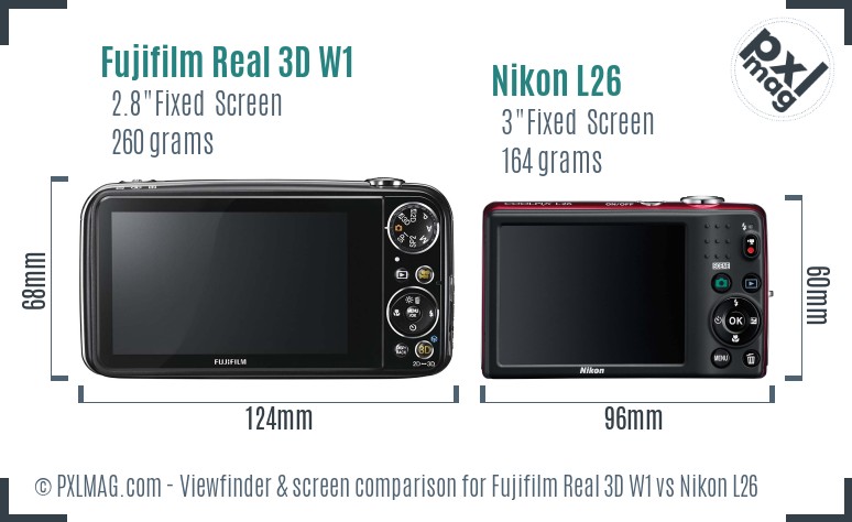 Fujifilm Real 3D W1 vs Nikon L26 Screen and Viewfinder comparison