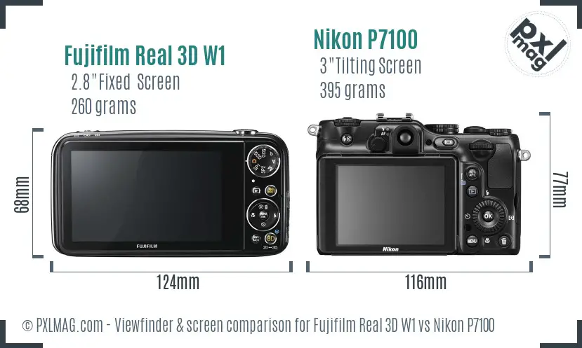 Fujifilm Real 3D W1 vs Nikon P7100 Screen and Viewfinder comparison Fujifilm Real 3D W1 vs Nikon P7100 Screen and Viewfinder comparison