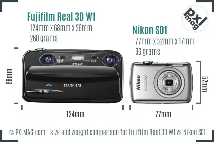 Fujifilm Real 3D W1 vs Nikon S01 size comparison