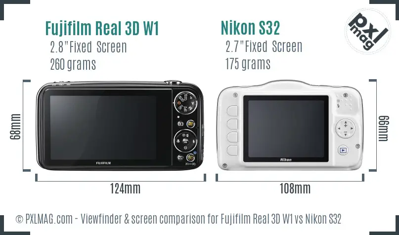 Fujifilm Real 3D W1 vs Nikon S32 Screen and Viewfinder comparison Fujifilm Real 3D W1 vs Nikon S32 Screen and Viewfinder comparison