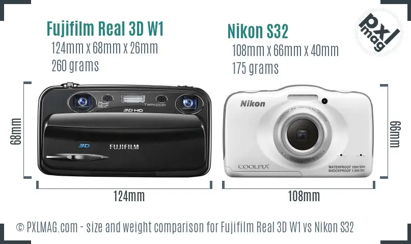 Fujifilm Real 3D W1 vs Nikon S32 size comparison Fujifilm Real 3D W1 vs Nikon S32 size comparison