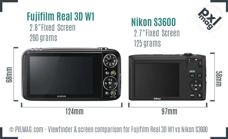 Fujifilm Real 3D W1 vs Nikon S3600 Screen and Viewfinder comparison Fujifilm Real 3D W1 vs Nikon S3600 Screen and Viewfinder comparison