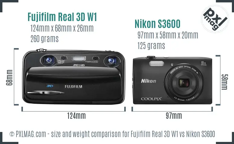 Fujifilm Real 3D W1 vs Nikon S3600 size comparison Fujifilm Real 3D W1 vs Nikon S3600 size comparison