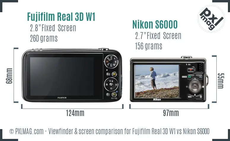 Fujifilm Real 3D W1 vs Nikon S6000 Screen and Viewfinder comparison