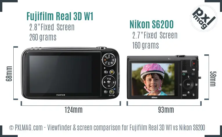Fujifilm Real 3D W1 vs Nikon S6200 Screen and Viewfinder comparison