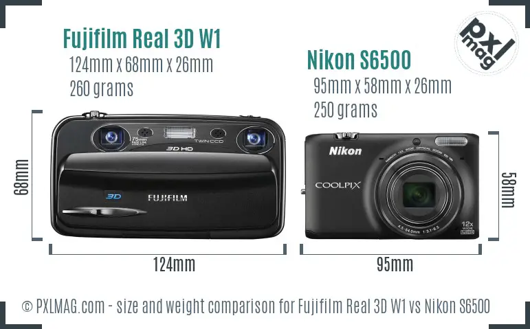 Fujifilm Real 3D W1 vs Nikon S6500 size comparison Fujifilm Real 3D W1 vs Nikon S6500 size comparison