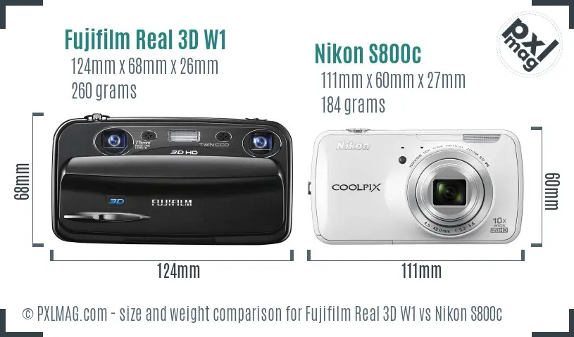 Fujifilm Real 3D W1 vs Nikon S800c size comparison