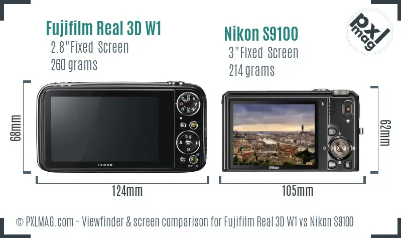 Fujifilm Real 3D W1 vs Nikon S9100 Screen and Viewfinder comparison Fujifilm Real 3D W1 vs Nikon S9100 Screen and Viewfinder comparison