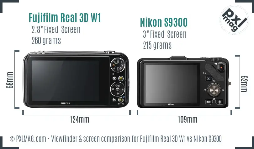 Fujifilm Real 3D W1 vs Nikon S9300 Screen and Viewfinder comparison Fujifilm Real 3D W1 vs Nikon S9300 Screen and Viewfinder comparison