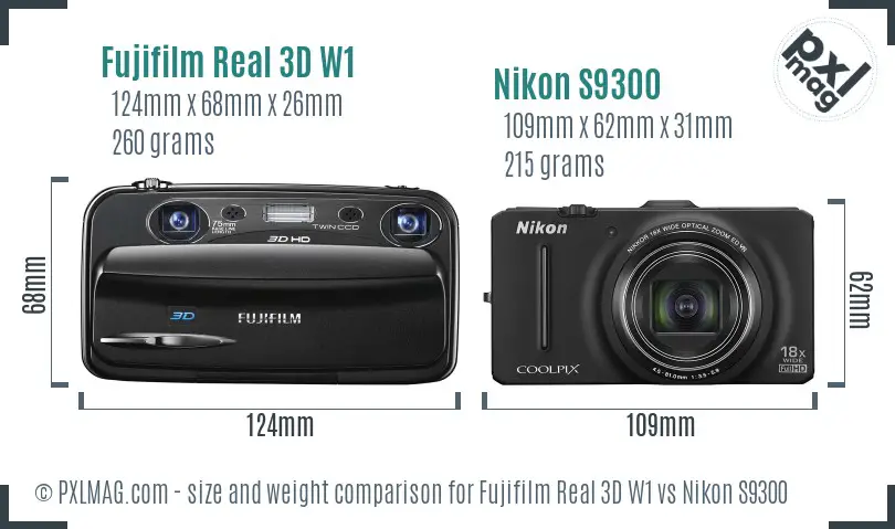 Fujifilm Real 3D W1 vs Nikon S9300 size comparison Fujifilm Real 3D W1 vs Nikon S9300 size comparison