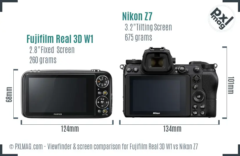 Fujifilm Real 3D W1 vs Nikon Z7 Screen and Viewfinder comparison