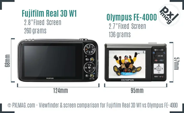 Fujifilm Real 3D W1 vs Olympus FE-4000 Screen and Viewfinder comparison