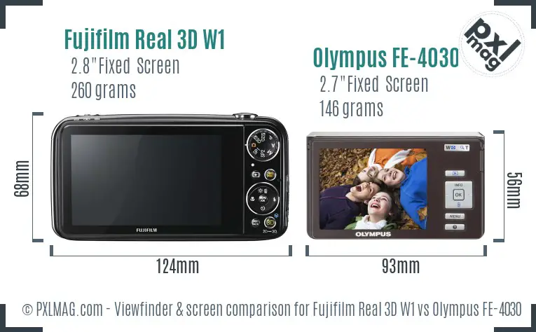 Fujifilm Real 3D W1 vs Olympus FE-4030 Screen and Viewfinder comparison Fujifilm Real 3D W1 vs Olympus FE-4030 Screen and Viewfinder comparison