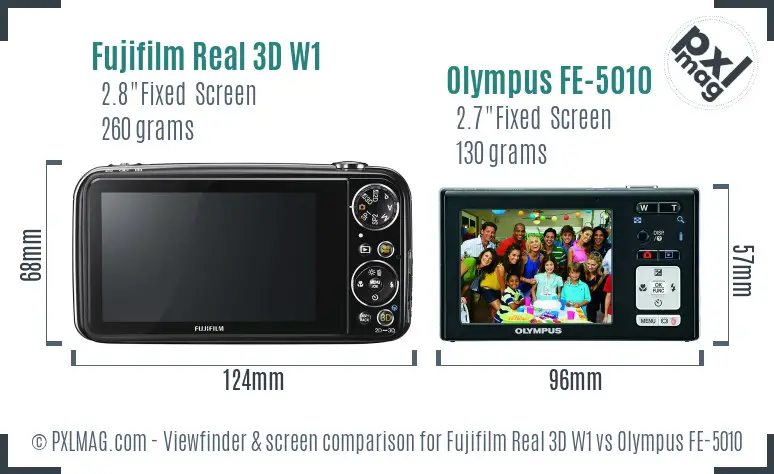 Fujifilm Real 3D W1 vs Olympus FE-5010 Screen and Viewfinder comparison Fujifilm Real 3D W1 vs Olympus FE-5010 Screen and Viewfinder comparison