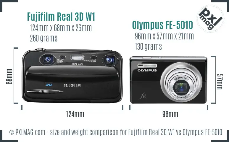 Fujifilm Real 3D W1 vs Olympus FE-5010 size comparison Fujifilm Real 3D W1 vs Olympus FE-5010 size comparison