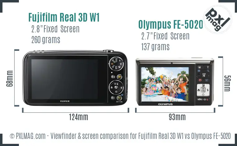 Fujifilm Real 3D W1 vs Olympus FE-5020 Screen and Viewfinder comparison Fujifilm Real 3D W1 vs Olympus FE-5020 Screen and Viewfinder comparison