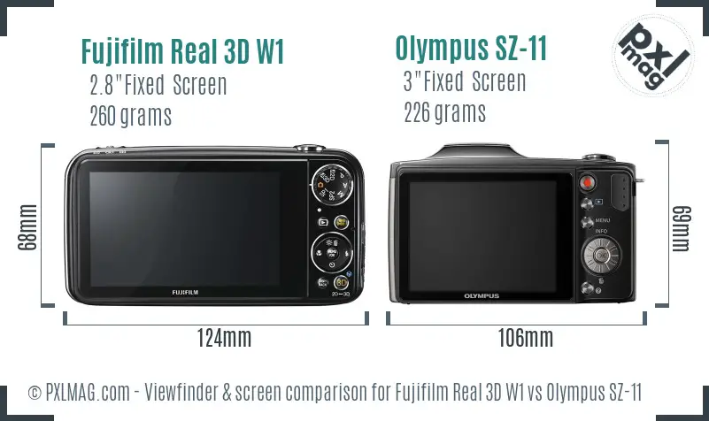 Fujifilm Real 3D W1 vs Olympus SZ-11 Screen and Viewfinder comparison