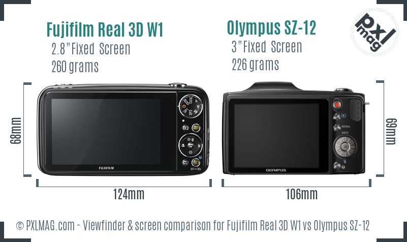 Fujifilm Real 3D W1 vs Olympus SZ-12 Screen and Viewfinder comparison