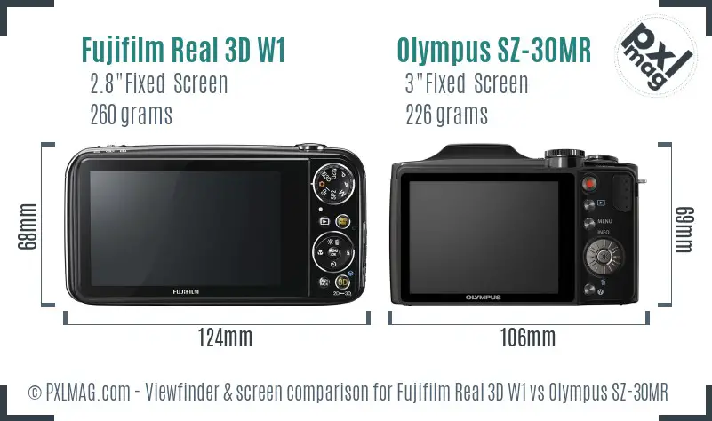 Fujifilm Real 3D W1 vs Olympus SZ-30MR Screen and Viewfinder comparison Fujifilm Real 3D W1 vs Olympus SZ-30MR Screen and Viewfinder comparison
