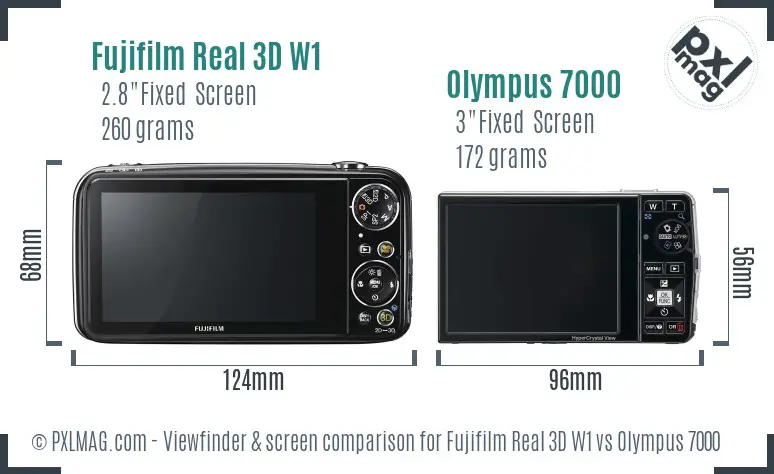 Fujifilm Real 3D W1 vs Olympus 7000 Screen and Viewfinder comparison