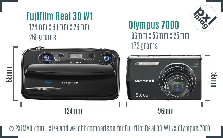 Fujifilm Real 3D W1 vs Olympus 7000 size comparison