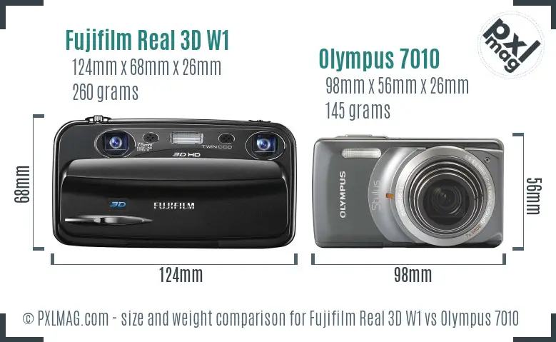 Fujifilm Real 3D W1 vs Olympus 7010 size comparison Fujifilm Real 3D W1 vs Olympus 7010 size comparison