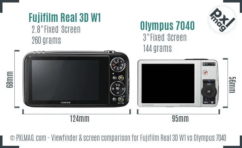 Fujifilm Real 3D W1 vs Olympus 7040 Screen and Viewfinder comparison