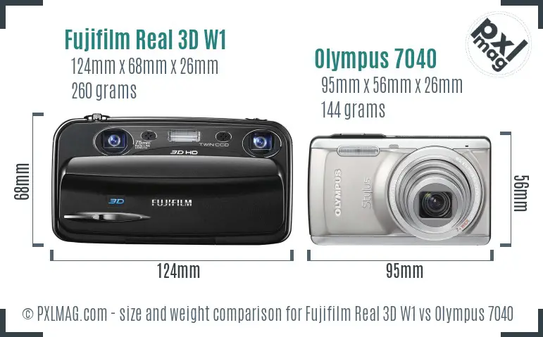 Fujifilm Real 3D W1 vs Olympus 7040 size comparison