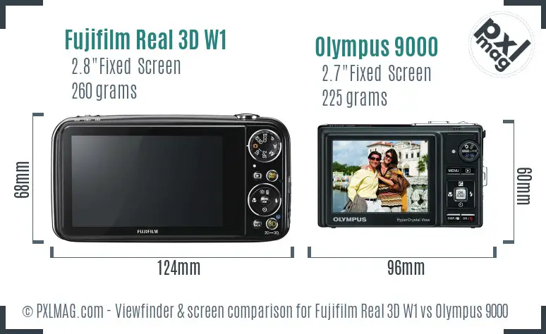 Fujifilm Real 3D W1 vs Olympus 9000 Screen and Viewfinder comparison Fujifilm Real 3D W1 vs Olympus 9000 Screen and Viewfinder comparison