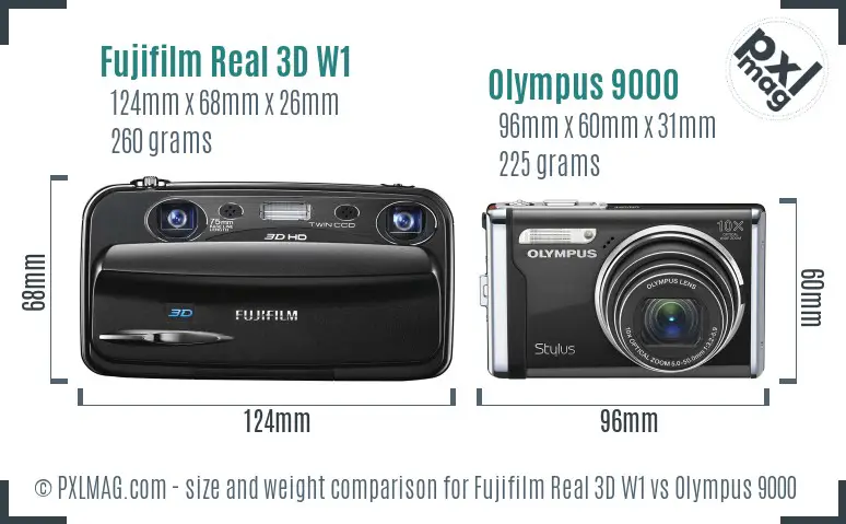 Fujifilm Real 3D W1 vs Olympus 9000 size comparison Fujifilm Real 3D W1 vs Olympus 9000 size comparison