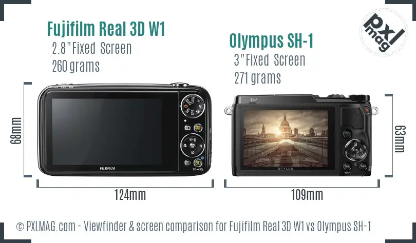 Fujifilm Real 3D W1 vs Olympus SH-1 Screen and Viewfinder comparison