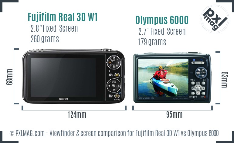 Fujifilm Real 3D W1 vs Olympus 6000 Screen and Viewfinder comparison