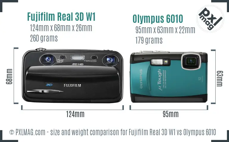 Fujifilm Real 3D W1 vs Olympus 6010 size comparison Fujifilm Real 3D W1 vs Olympus 6010 size comparison