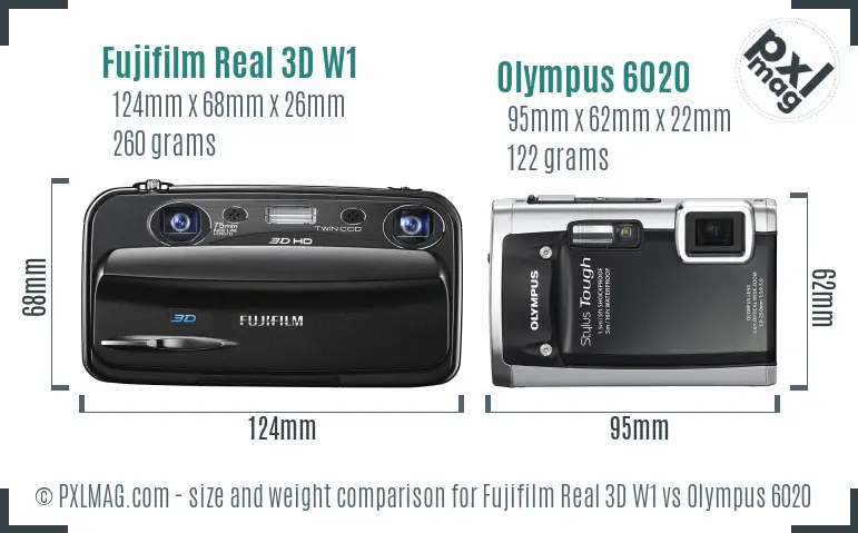 Fujifilm Real 3D W1 vs Olympus 6020 size comparison