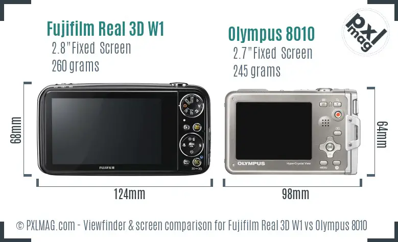Fujifilm Real 3D W1 vs Olympus 8010 Screen and Viewfinder comparison