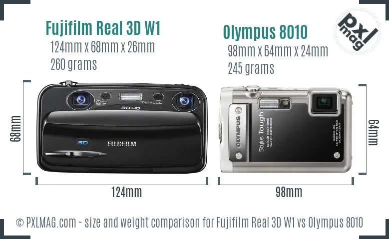 Fujifilm Real 3D W1 vs Olympus 8010 size comparison
