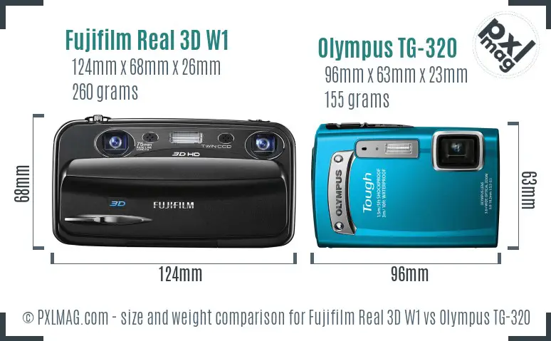 Size comparison between Fujifilm Real 3D W1 and Olympus TG-320