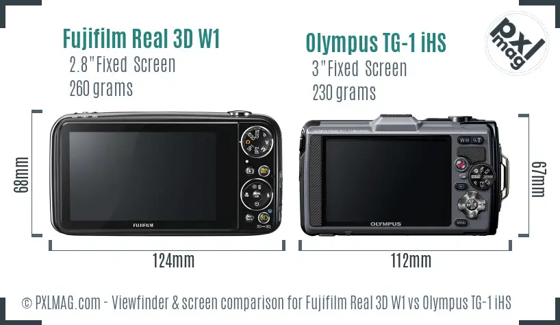 Fujifilm Real 3D W1 vs Olympus TG-1 iHS Screen and Viewfinder comparison