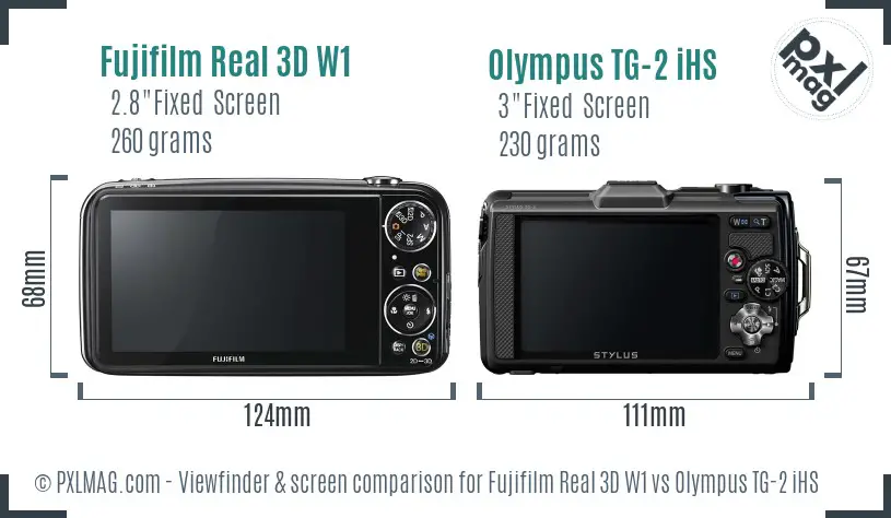 Fujifilm Real 3D W1 vs Olympus TG-2 iHS Screen and Viewfinder comparison