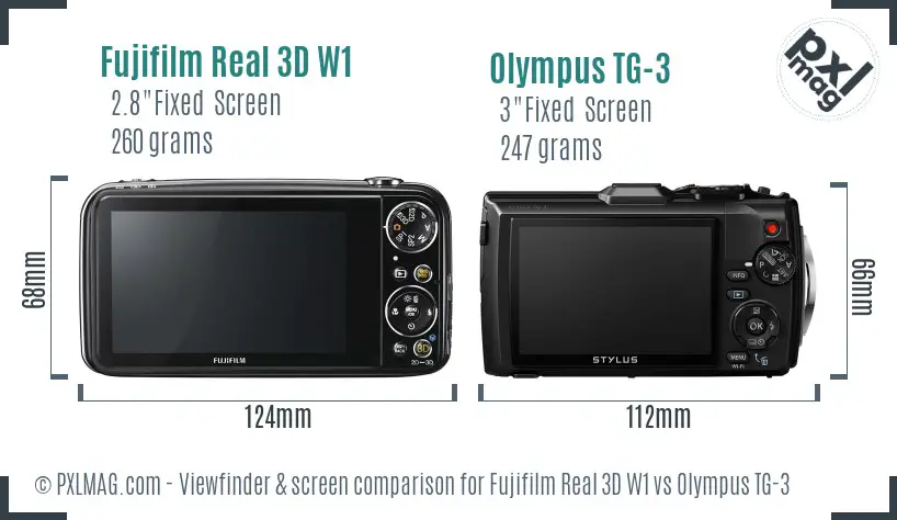 Fujifilm Real 3D W1 vs Olympus TG-3 Screen and Viewfinder comparison