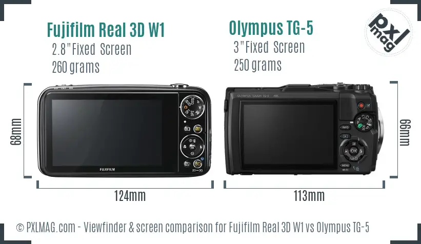 Fujifilm Real 3D W1 vs Olympus TG-5 Screen and Viewfinder comparison
