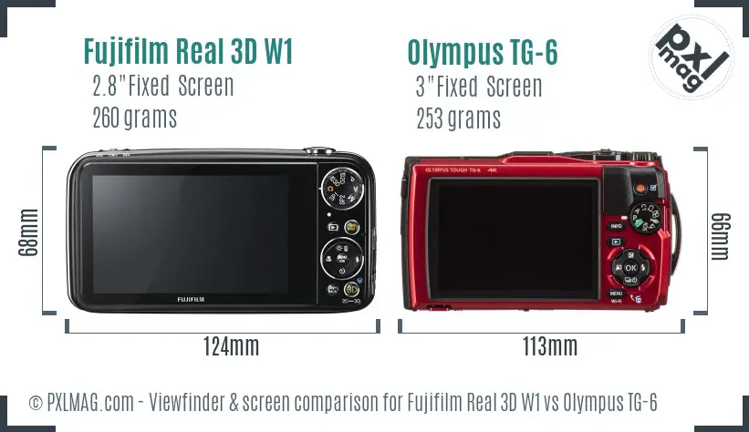Fujifilm Real 3D W1 vs Olympus TG-6 Screen and Viewfinder comparison