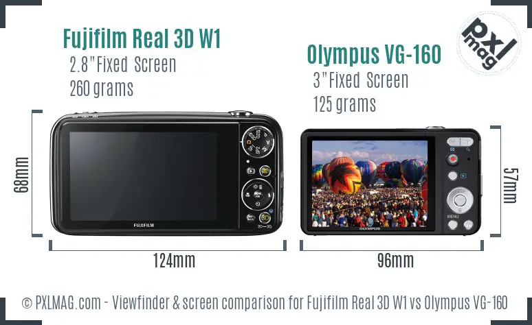 Fujifilm Real 3D W1 vs Olympus VG-160 Screen and Viewfinder comparison Fujifilm Real 3D W1 vs Olympus VG-160 Screen and Viewfinder comparison