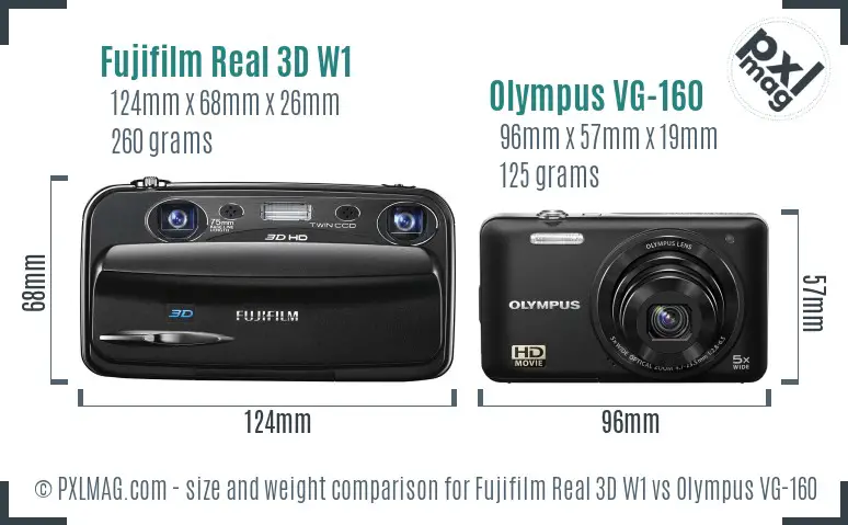 Fujifilm Real 3D W1 vs Olympus VG-160 size comparison Fujifilm Real 3D W1 vs Olympus VG-160 size comparison