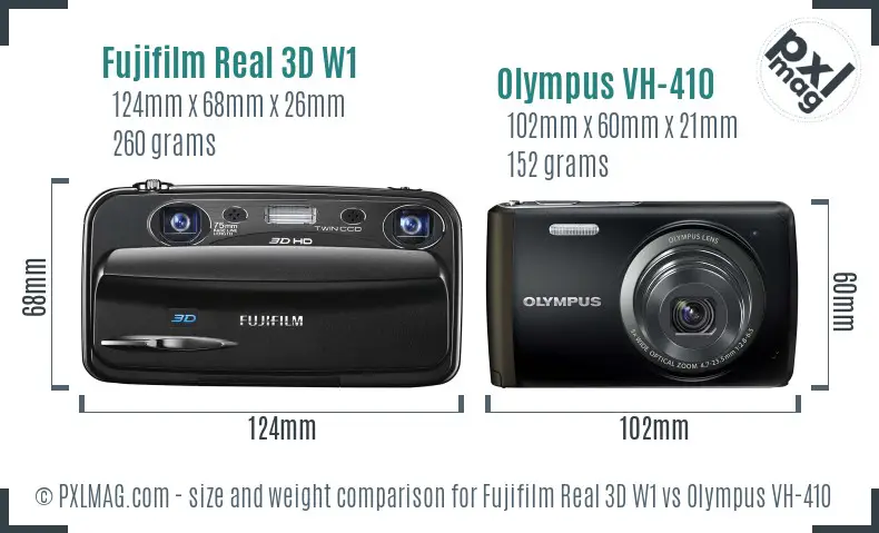 Fujifilm Real 3D W1 vs Olympus VH-410 size comparison