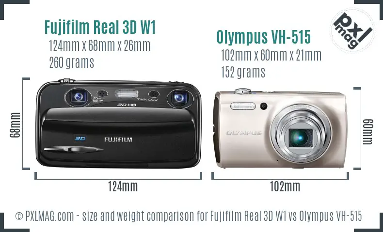 Fujifilm Real 3D W1 vs Olympus VH-515 size comparison